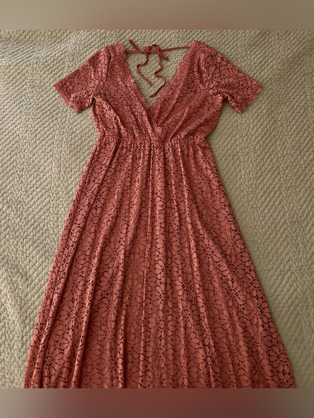Baltic Born Venice Lace Short Sleeve Maxi Dress in Berry